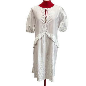 Zara Cream Puff Sleeve Midi Dress